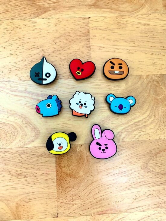 Shoes - 8pcs BT21 BTS Heads Line Friends Tata Chimmy Cooky RJ Shooky Mang Koya Charms
